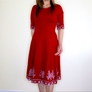 Red Dress with Hem Design